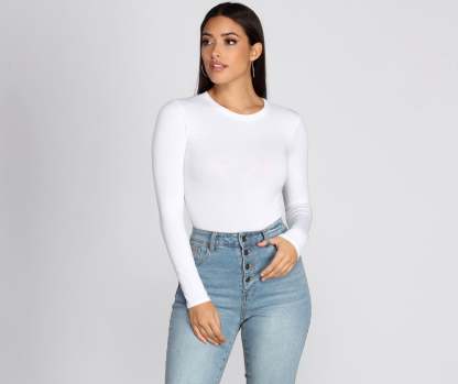 Not Your Basic Long Sleeve Bodysuit - Lady Occasions