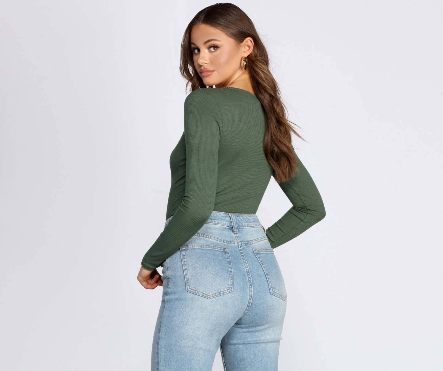 Notched Ribbed Knit Bodysuit - Lady Occasions