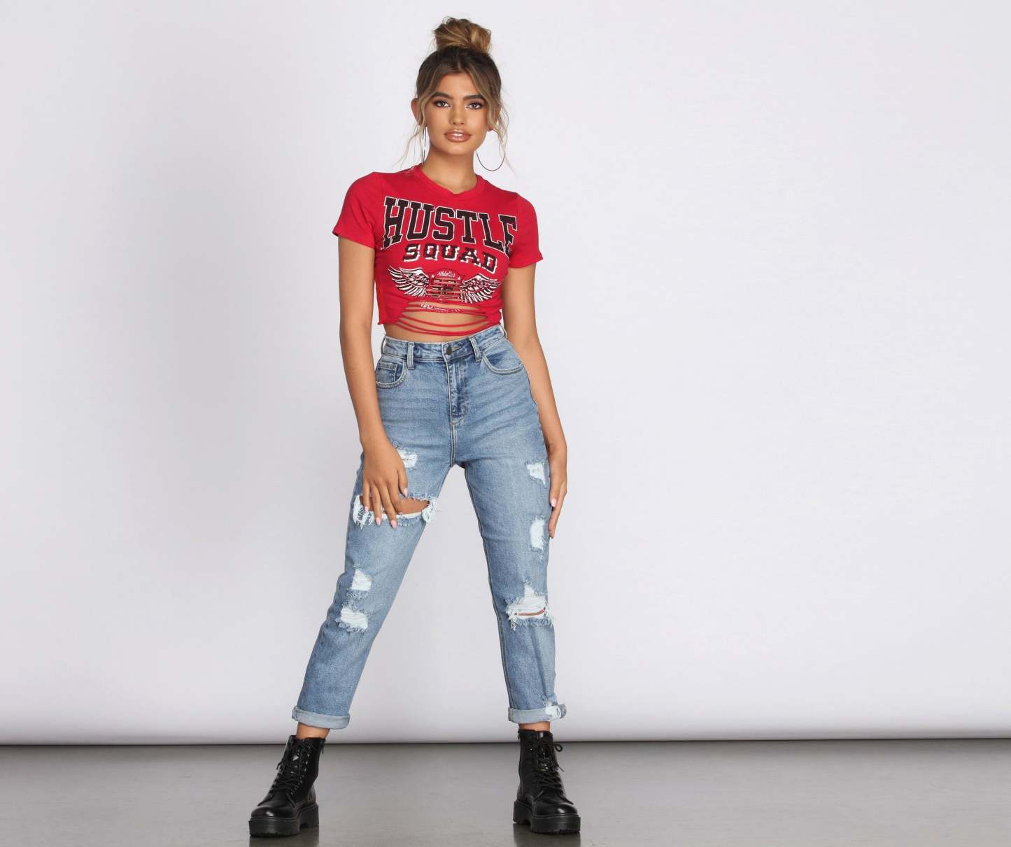 Hustle Squad Slashed Crop Top - Lady Occasions