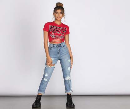 Hustle Squad Slashed Crop Top - Lady Occasions