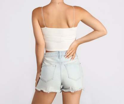 Basic Scoop Neck Ribbed Knit Tank Top - Lady Occasions