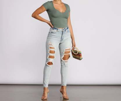 Feeling Basic Ribbed Knit Top - Lady Occasions
