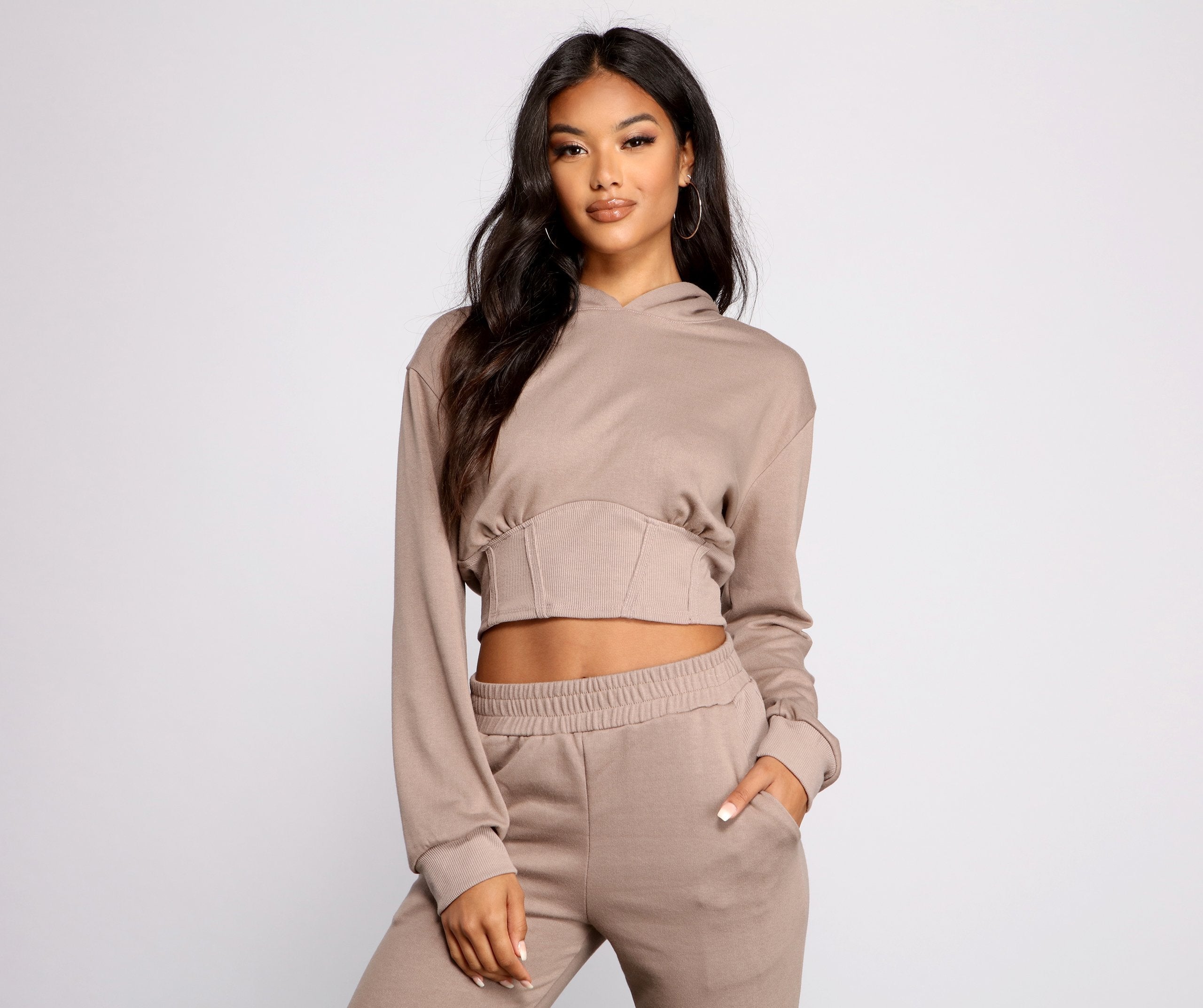 Cozy-Chic French Terry Corset Hoodie - Lady Occasions