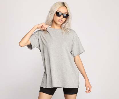 Essential Casual Oversize Basic Tee Shirt - Lady Occasions