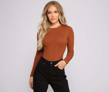 Not Your Basic Long Sleeve Bodysuit - Lady Occasions