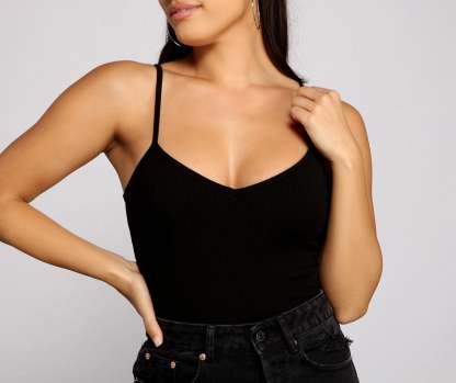 Essential Ribbed Knit Compression Bodysuit - Lady Occasions