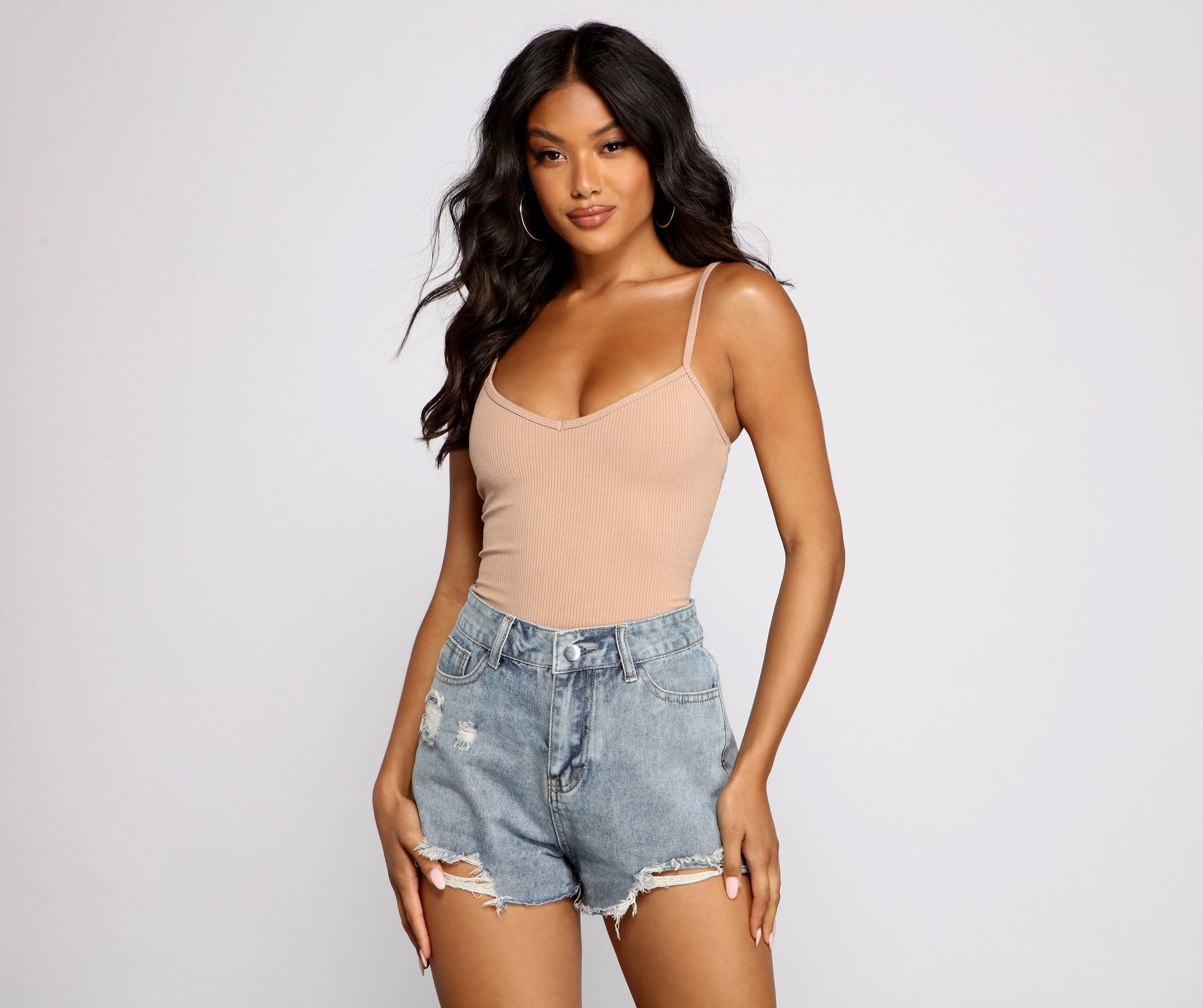 Essential Ribbed Knit Compression Bodysuit - Lady Occasions