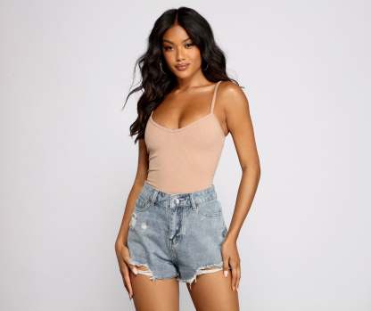 Essential Ribbed Knit Compression Bodysuit - Lady Occasions