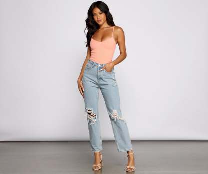 Essential Ribbed Knit Compression Bodysuit - Lady Occasions