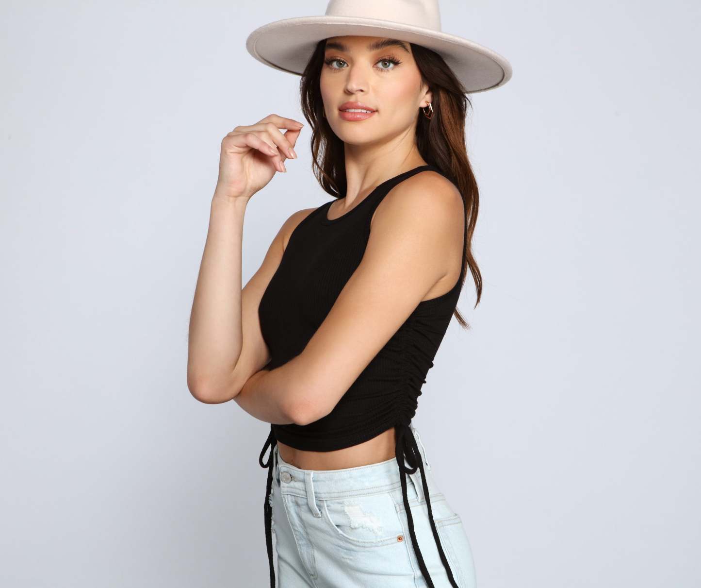 Basic Vibes Ribbed Knit Ruched Top - Lady Occasions