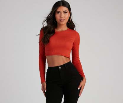 Keeping Knit Casual Crop Top - Lady Occasions