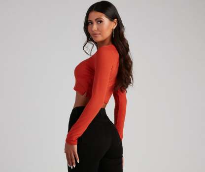 Keeping Knit Casual Crop Top - Lady Occasions