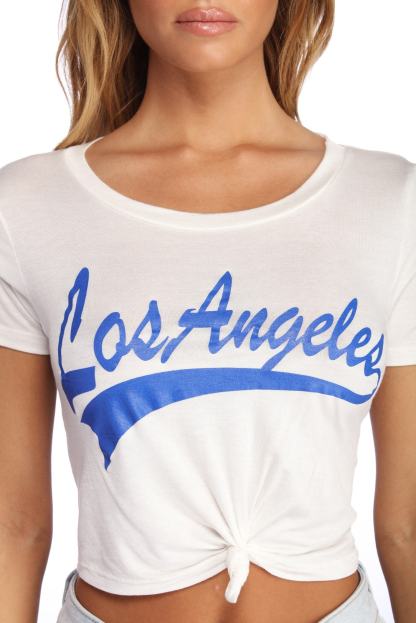 Los Angeles Cropped Knot Tee - Lady Occasions