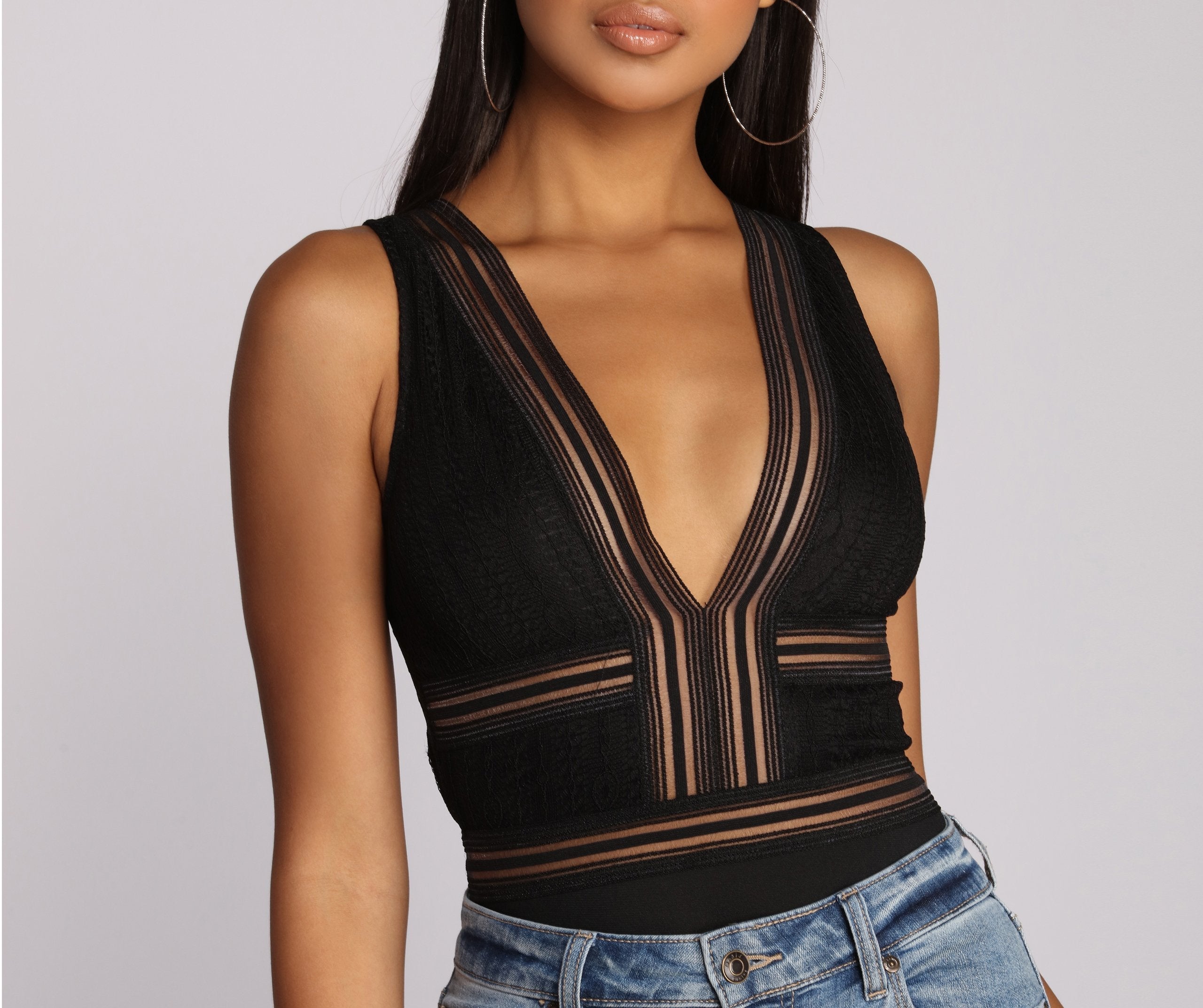 Go Deep Lace V Bodysuit - Lady Occasions