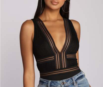 Go Deep Lace V Bodysuit - Lady Occasions