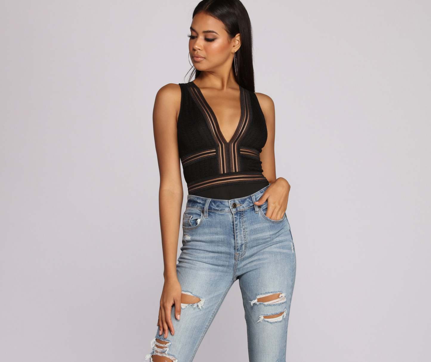 Go Deep Lace V Bodysuit - Lady Occasions