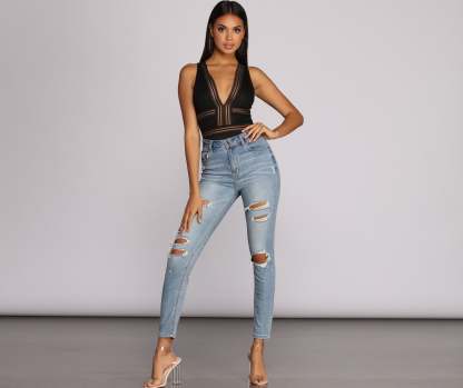 Go Deep Lace V Bodysuit - Lady Occasions