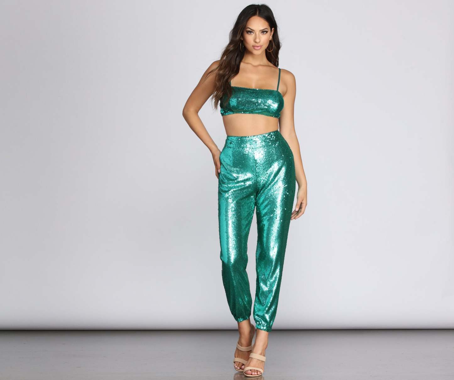 Oasis Princess Sequin Crop Top - Lady Occasions