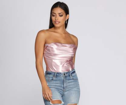 Sultry Satin Corset Crop Top - Lady Occasions