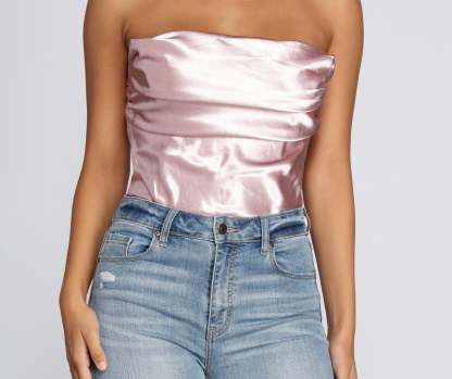 Sultry Satin Corset Crop Top - Lady Occasions