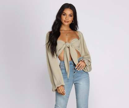 Issa Vibe Tie Front Crop Top - Lady Occasions