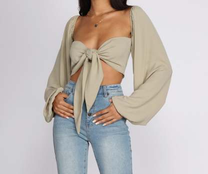 Issa Vibe Tie Front Crop Top - Lady Occasions