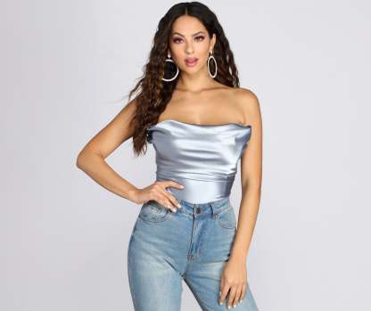 Sultry Satin Corset Crop Top - Lady Occasions