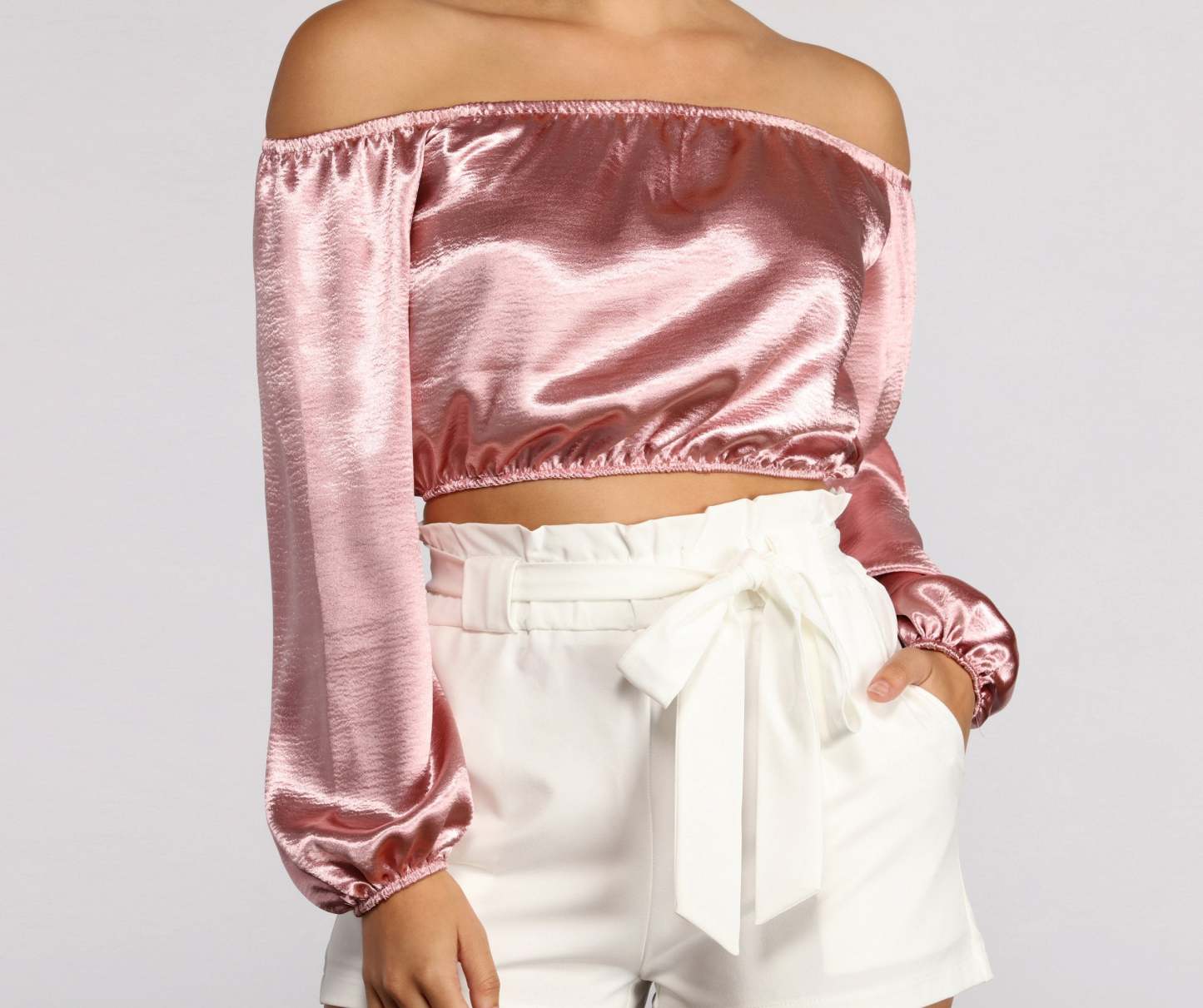 Stunning Sophistication Satin Crop Top - Lady Occasions