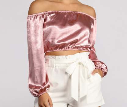 Stunning Sophistication Satin Crop Top - Lady Occasions