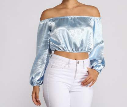 Stunning Sophistication Satin Crop Top - Lady Occasions