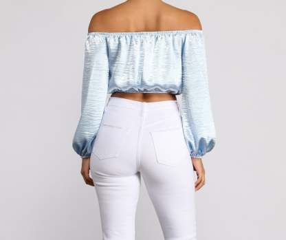 Stunning Sophistication Satin Crop Top - Lady Occasions
