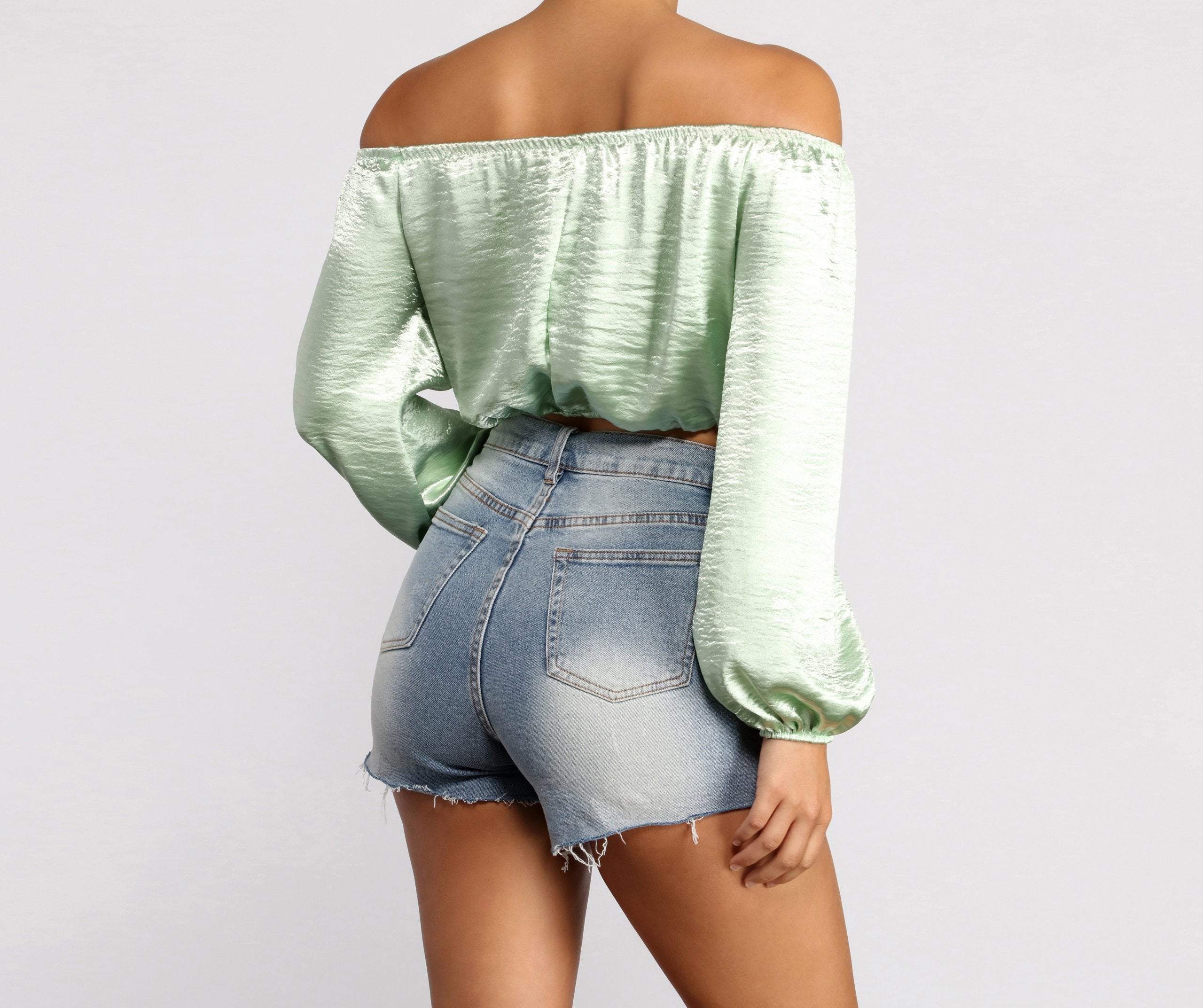 Stunning Sophistication Satin Crop Top - Lady Occasions