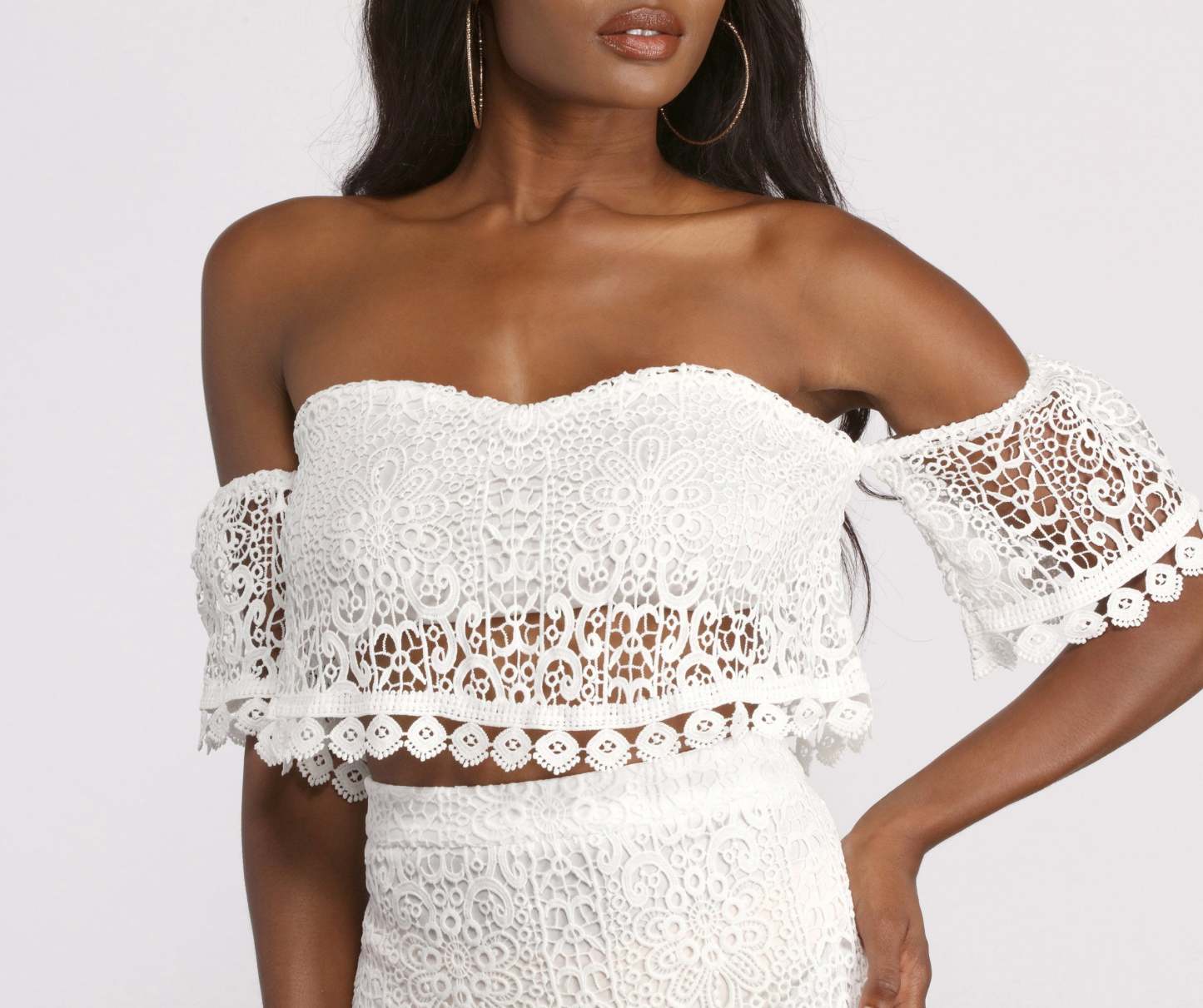 Off The Shoulder Crochet Crop Top - Lady Occasions