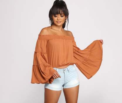 Flowy Feels Off The Shoulder Crop Top - Lady Occasions
