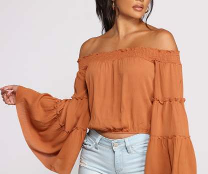 Flowy Feels Off The Shoulder Crop Top - Lady Occasions