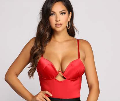 Who's That Girl Satin Bodysuit - Lady Occasions
