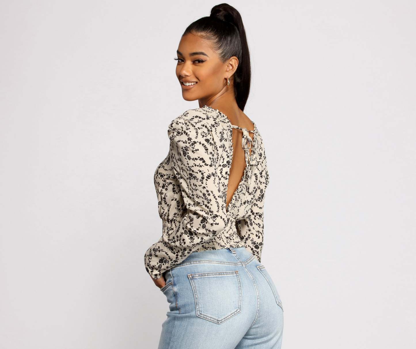Sweet Intentions Smocked Knit Floral Crop Top - Lady Occasions