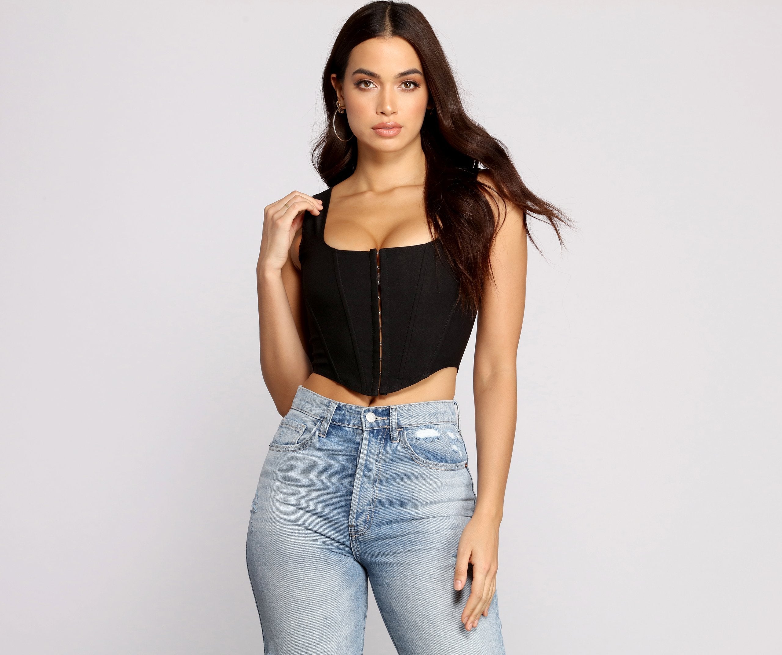 Hook and Eye Corset Crop Top - Lady Occasions