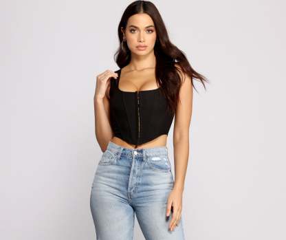 Hook and Eye Corset Crop Top - Lady Occasions