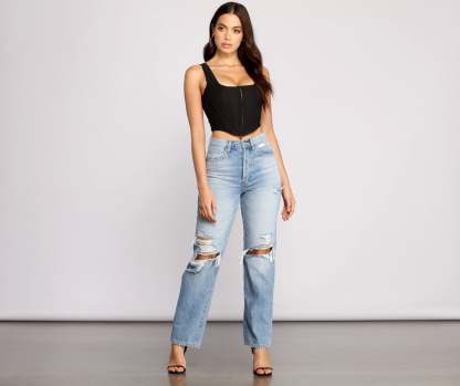 Hook and Eye Corset Crop Top - Lady Occasions