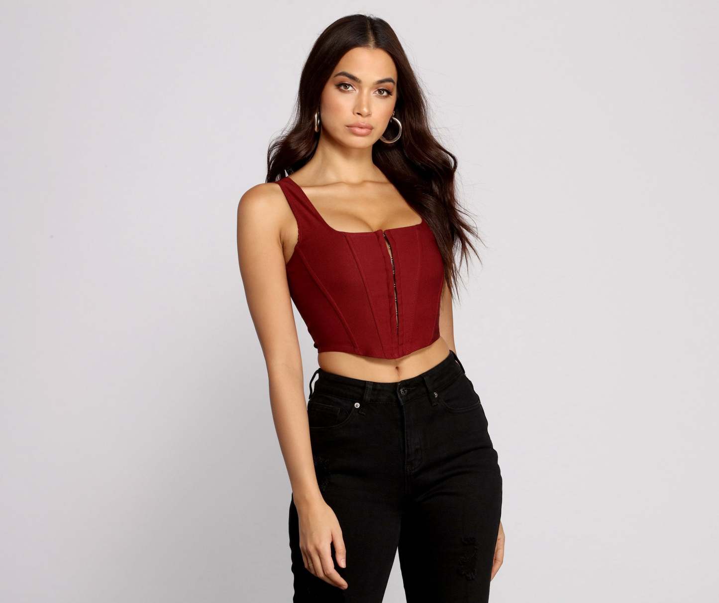 Hook and Eye Corset Crop Top - Lady Occasions