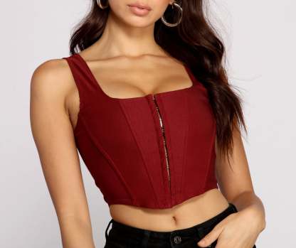 Hook and Eye Corset Crop Top - Lady Occasions