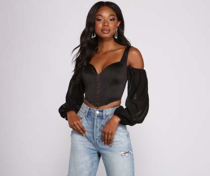 Feelin' Luxe Satin Corset Crop Top - Lady Occasions