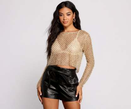 Feelin' Glamorous Glitter Mesh Crop Top - Lady Occasions
