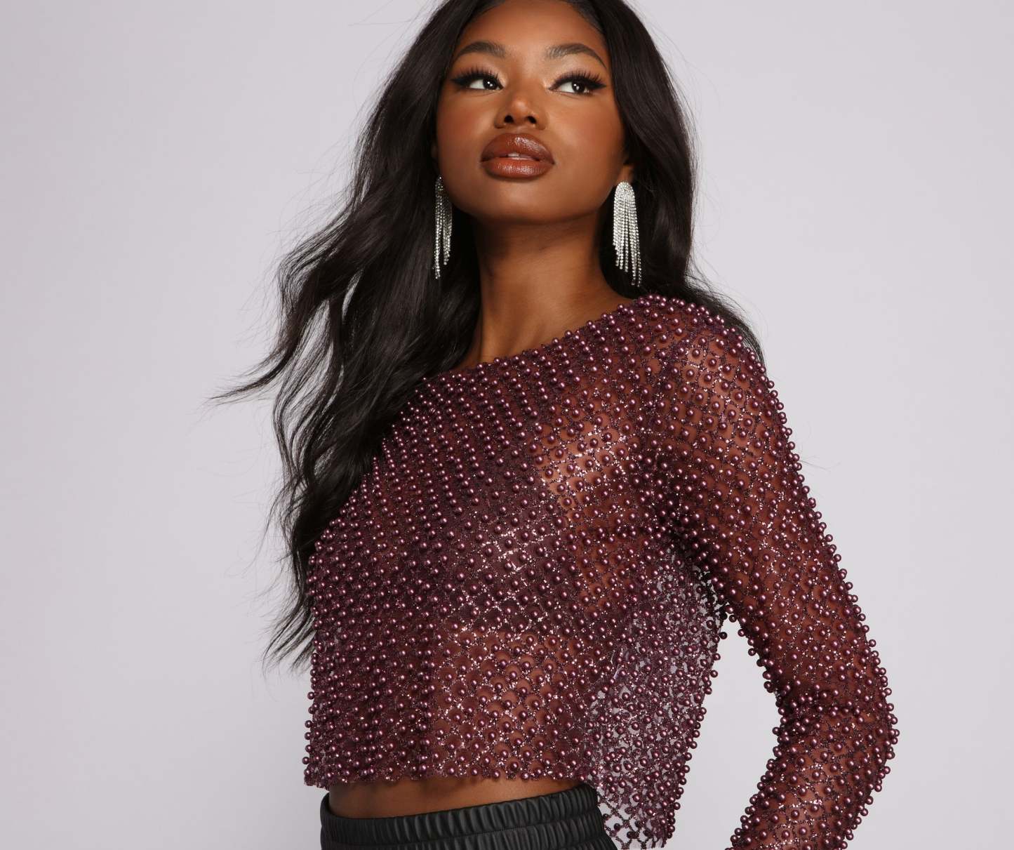 Feelin' Glamorous Glitter Mesh Crop Top - Lady Occasions