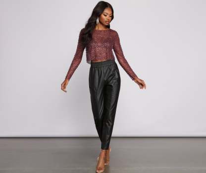 Feelin' Glamorous Glitter Mesh Crop Top - Lady Occasions