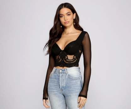 Such A Beauty Lace Detail Cropped Bustier - Lady Occasions