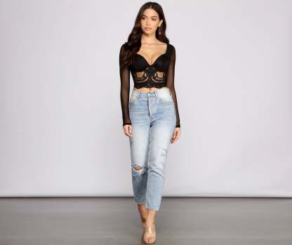 Such A Beauty Lace Detail Cropped Bustier - Lady Occasions