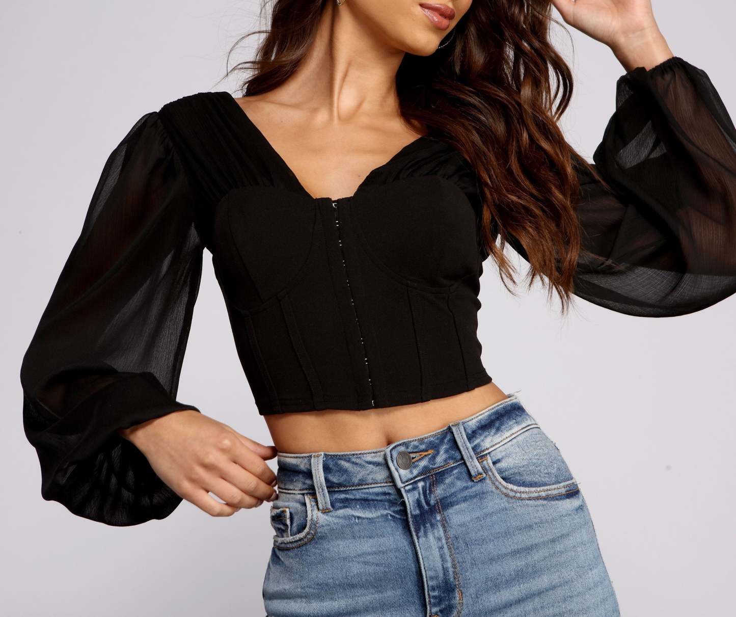 Chic Babe Long Sleeve Corset Blouse - Lady Occasions