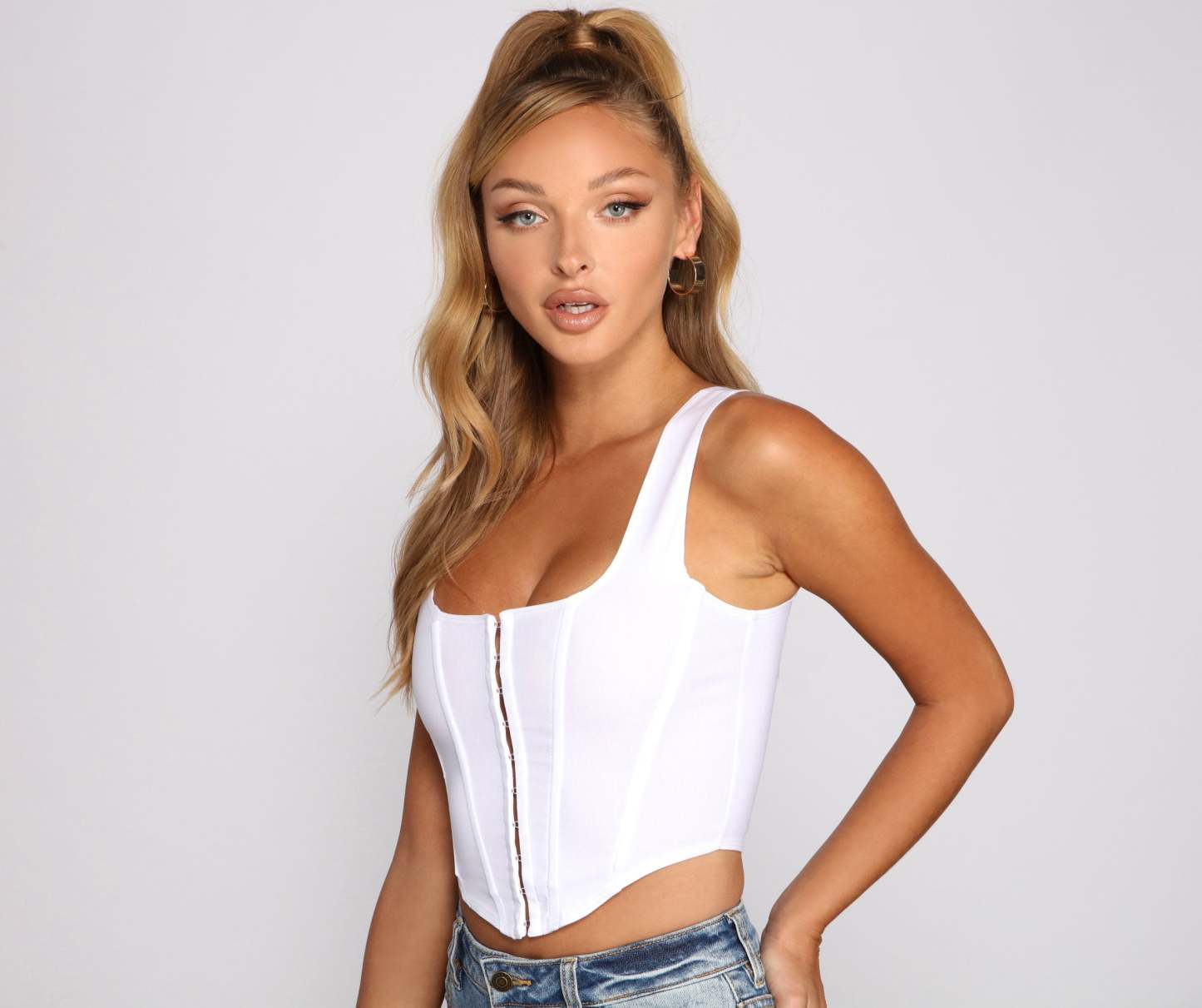 Hook and Eye Corset Crop Top - Lady Occasions